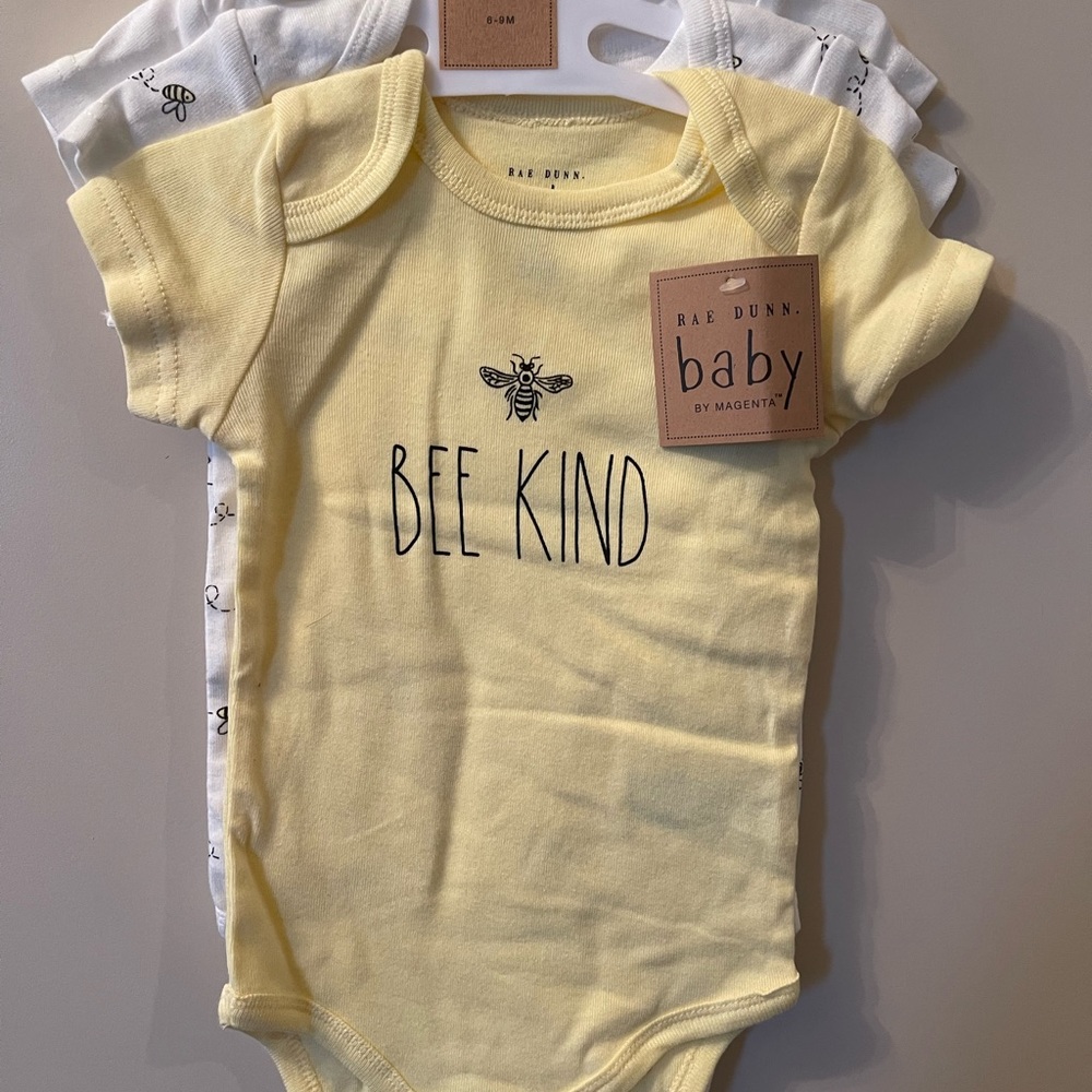 NWT Rae Dunn Yellow  3 piece Romper - 6-9 months
